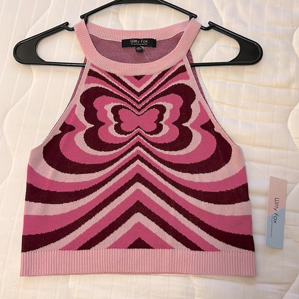Witty Fox y2k pink butterfly tank top